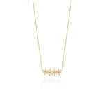yellow gold spike bar necklace on white background