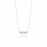 white gold spike bar necklace on white background