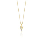 yellow gold cascade drop necklace on white background