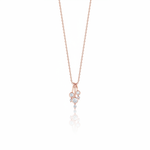 rose gold cascade drop necklace on white background