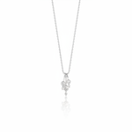 white gold cascade drop necklace on white background