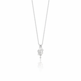 white gold cascade drop necklace on white background