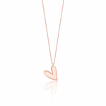 rose gold tilted heart pendant necklace on white background