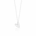 white gold tilted heart pendant necklace on white background