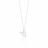 white gold tilted heart pendant necklace on white background
