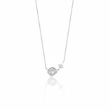 white gold starburst pendant necklace on white background