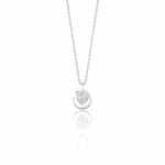 white gold heart crescent pendant necklace on white background