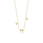 yellow gold square frame necklace on white background