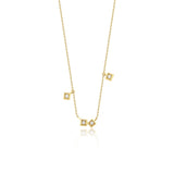 yellow gold square frame necklace on white background