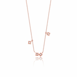 rose gold square frame necklace on white background