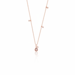 rose gold teardrop pendant necklace on white background