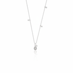 white gold teardrop pendant necklace on white background