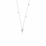 white gold teardrop pendant necklace on white background