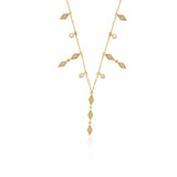 yellow gold geometric drop Y-necklace on white background