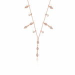 rose gold geometric drop Y-necklace on white background