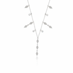 white gold geometric drop Y-necklace on white background