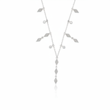 white gold geometric drop Y-necklace on white background