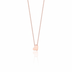 rose gold mirror-polished heart pendant necklace on white background
