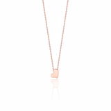 rose gold mirror-polished heart pendant necklace on white background