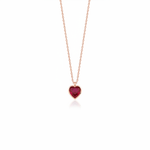 rose gold red heart pendant necklace on white background