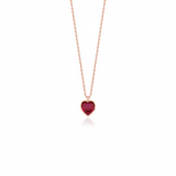 rose gold red heart pendant necklace on white background