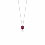 white gold red heart pendant necklace on white background