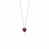 white gold red heart pendant necklace on white background