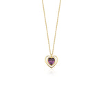yellow gold enamel heart pendant necklace on white background