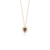 yellow gold enamel heart pendant necklace on white background