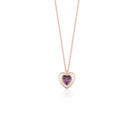 rose gold enamel heart pendant necklace on white background