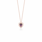 rose gold enamel heart pendant necklace on white background