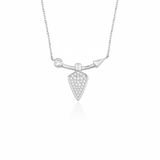 white gold arrowhead pendant necklace on white background