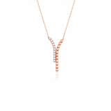 rose gold dual strand Y-necklace on white background