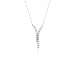 white gold dual strand Y-necklace on white background