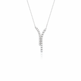 white gold dual strand Y-necklace on white background