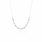 white gold arrow bead necklace on white background