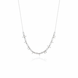 white gold arrow bead necklace on white background