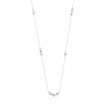 white gold square station necklace on white background