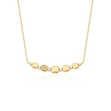 yellow gold cushion curve necklace on white background
