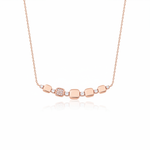 rose gold cushion curve necklace on white background