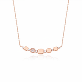 rose gold cushion curve necklace on white background