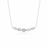 white gold cushion curve necklace on white background