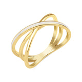 yellow gold crossover ring on white background