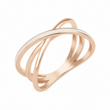 rose gold crossover ring on white background