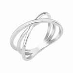white gold crossover ring on white background