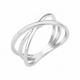 white gold crossover ring on white background