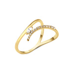 yellow gold marquise bypass ring on white background