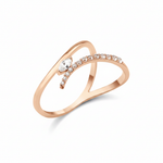 rose gold marquise bypass ring on white background