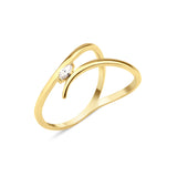 yellow gold marquise crest ring on white background