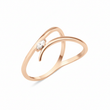 rose gold marquise crest ring on white background
